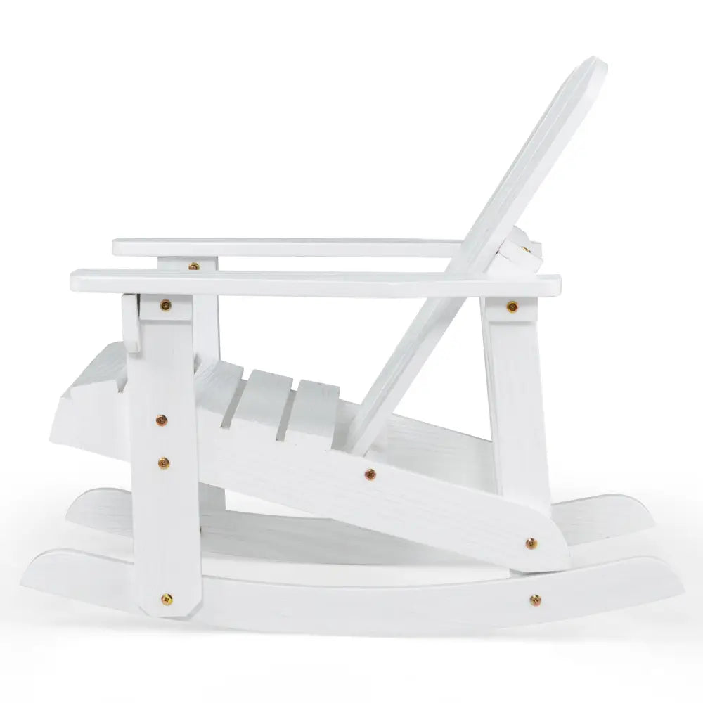 Outdoor Wooden Kid Adirondack Rocking Chair with Slatted Seat-White - White - Kids Chairs & Seating