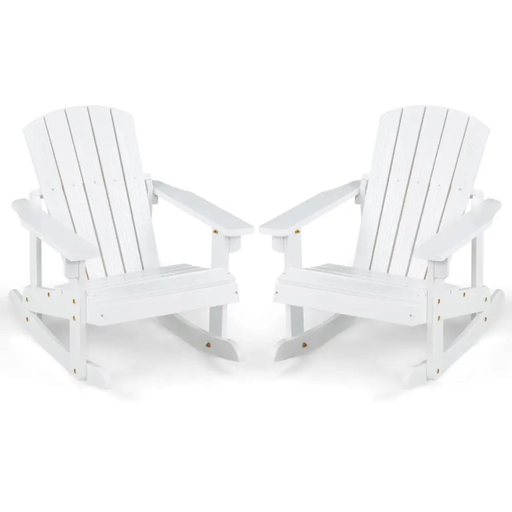 Outdoor Wooden Kid Adirondack Rocking Chair with Slatted Seat-White - White - Kids Chairs & Seating