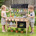 Outdoor Wooden Mud Kitchen for Kids with Sink and Stoves-Natural - Natural - Play Kitchen Sets