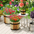 Outdoor Wooden Planter Box with Drainage Holes Set of 3 - Natural - Raised Garden Beds