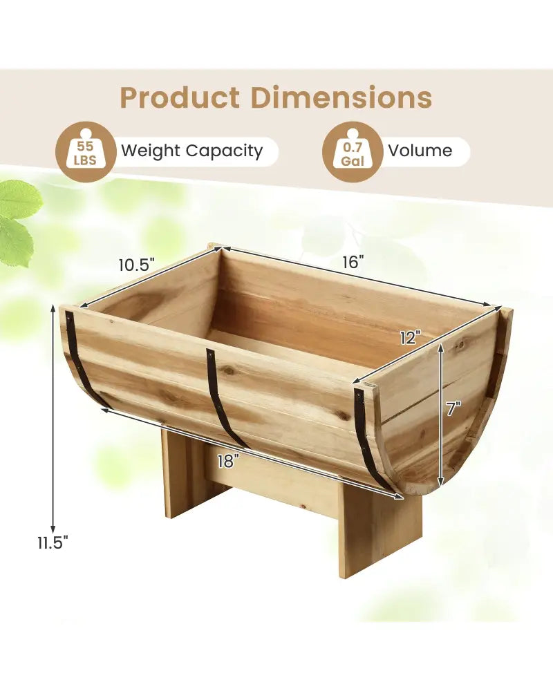 Outdoor Wooden Planter with Legs for Flower Herb Vegetable Fruit - Natural - Raised Garden Beds