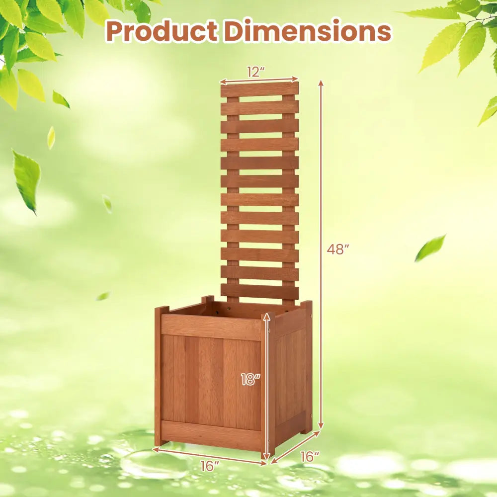 Outdoor Wooden Raised Garden Bed with Trellis - Natural - Raised Garden Beds
