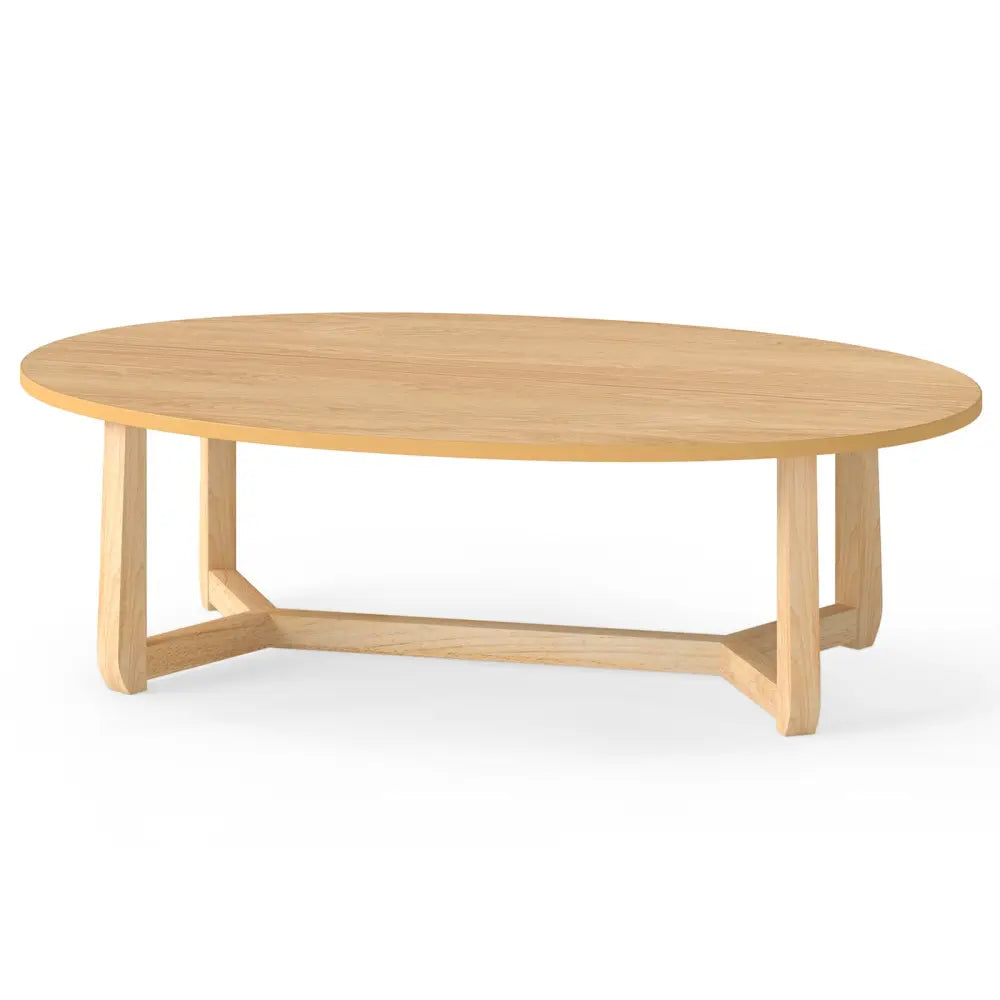 Oval Coffee Table 46 Inches Wooden Accent Table with Thickened Top-Natural - Natural - Coffee Tables