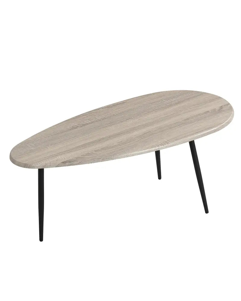 Oval Coffee Table Mid Century Center Table with Sturdy Metal Construction-Gray - Gray - Coffee Tables
