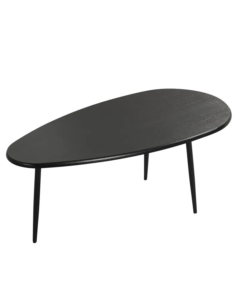 Oval Coffee Table Mid Century Center Table with Sturdy Metal Construction-Black - Black - Coffee Tables