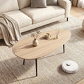 Oval Coffee Table Mid Century Center Table with Sturdy Metal Construction-Natural - Natural - Coffee Tables