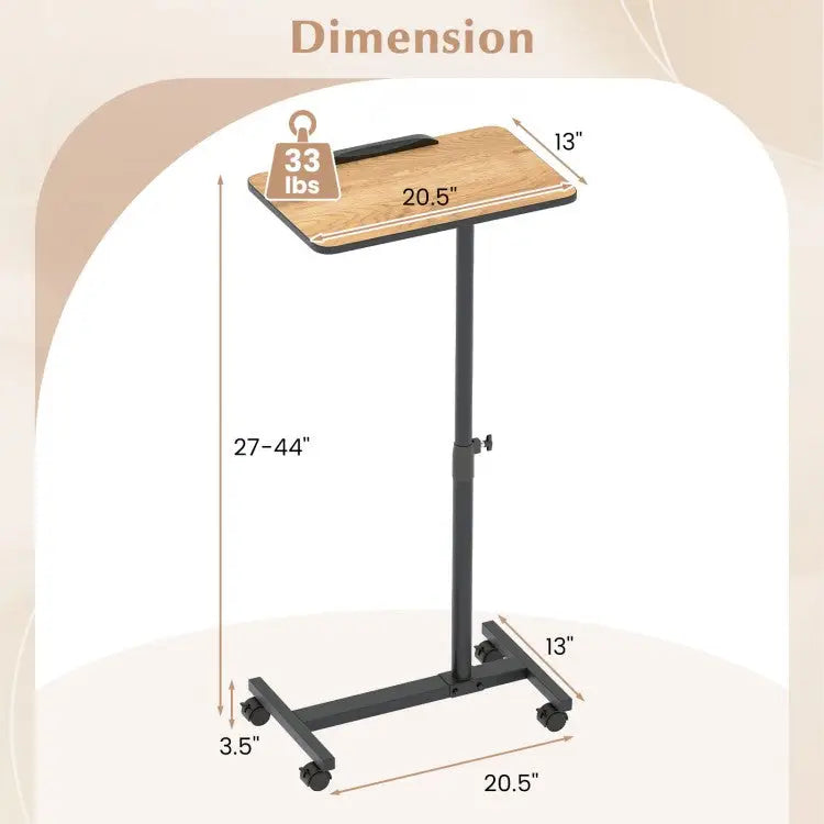 Over Bed Food Tray Small Rolling Computer Table-Walnut - Walnut - Laptop Tables & Printer Stands