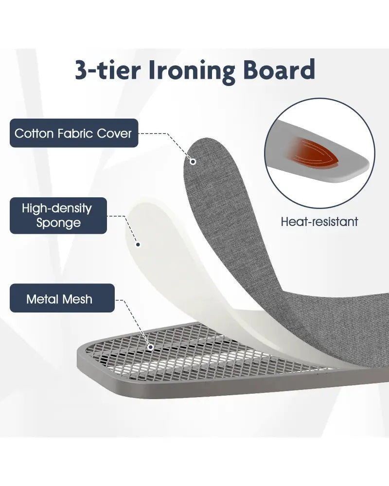 Over the Door Ironing Board Space-Saving Metal Hanging Ironing Board-Gray - Gray - Dryers