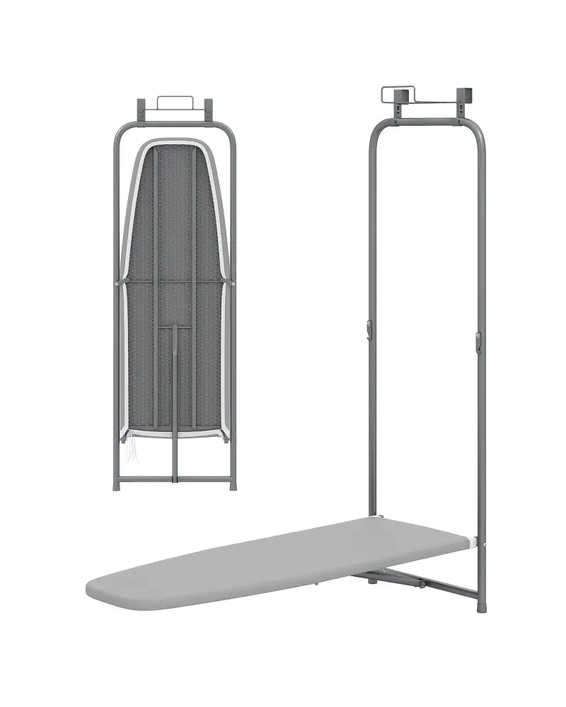 Over the Door Ironing Board Space-Saving Metal Hanging Ironing Board-Gray - Gray - Dryers