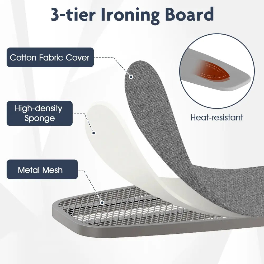 Over the Door Ironing Board Space-Saving Metal Hanging Ironing Board-Gray - Gray - Dryers
