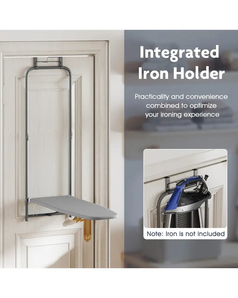 Over the Door Ironing Board Space-Saving Metal Hanging Ironing Board-Gray - Gray - Dryers