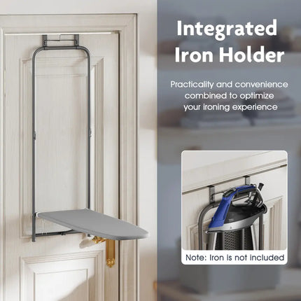 Over the Door Ironing Board Space-Saving Metal Hanging Ironing Board-Gray - Gray - Dryers
