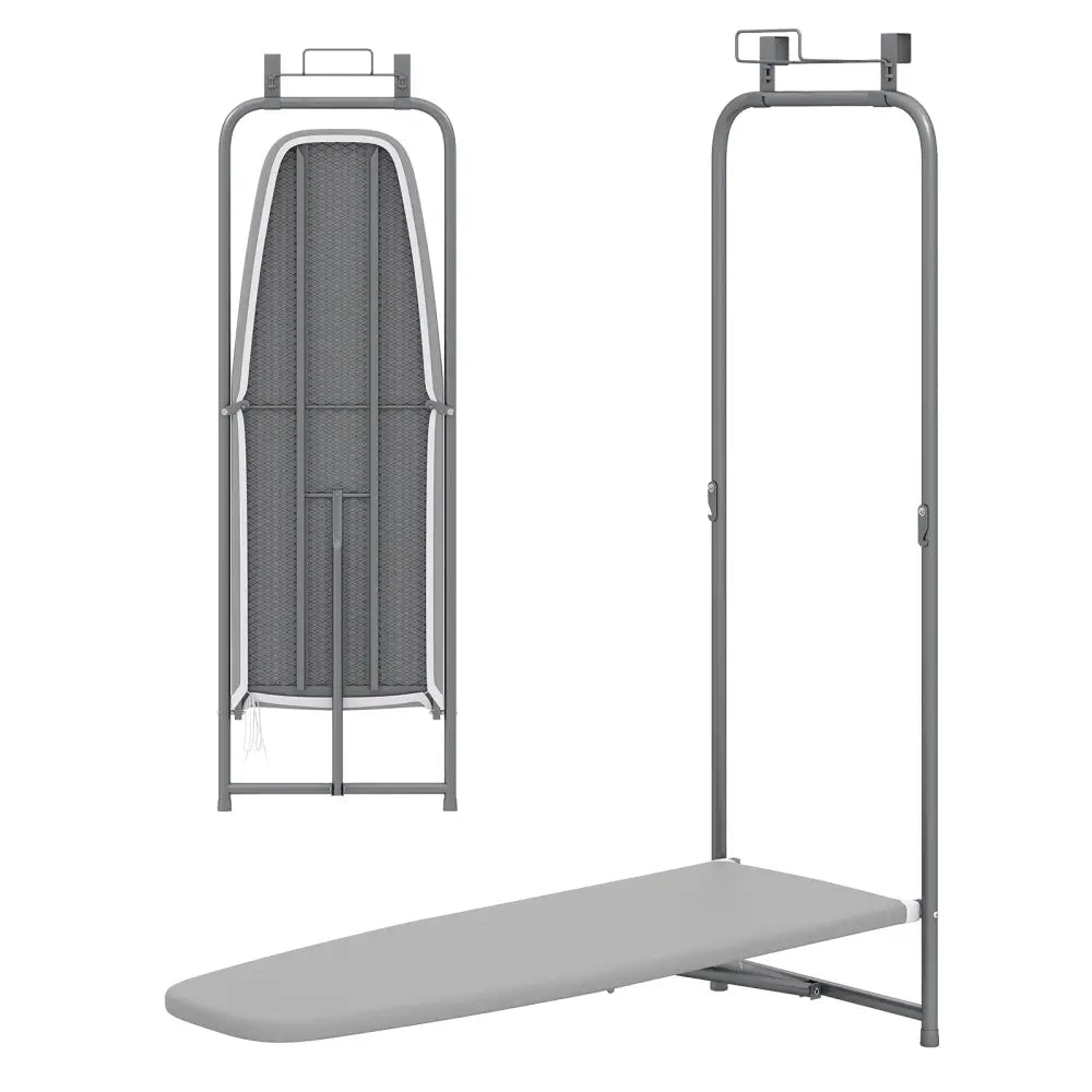 Over the Door Ironing Board Space-Saving Metal Hanging Ironing Board-Gray - Gray - Dryers