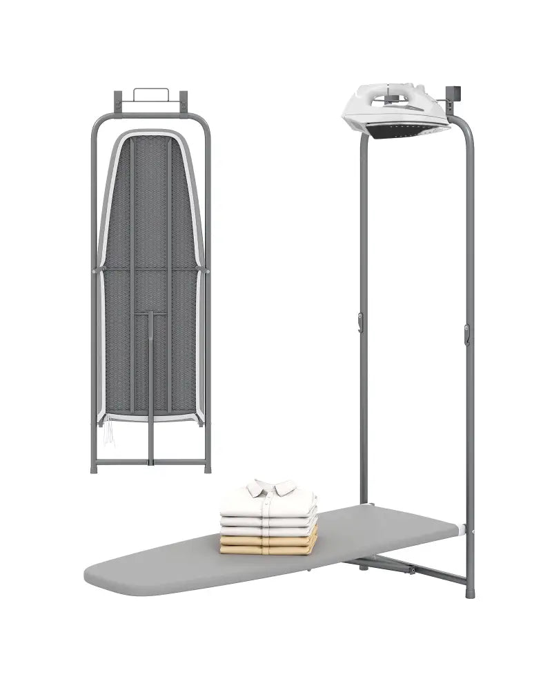 Over the Door Ironing Board Space-Saving Metal Hanging Ironing Board-Gray - Gray - Dryers