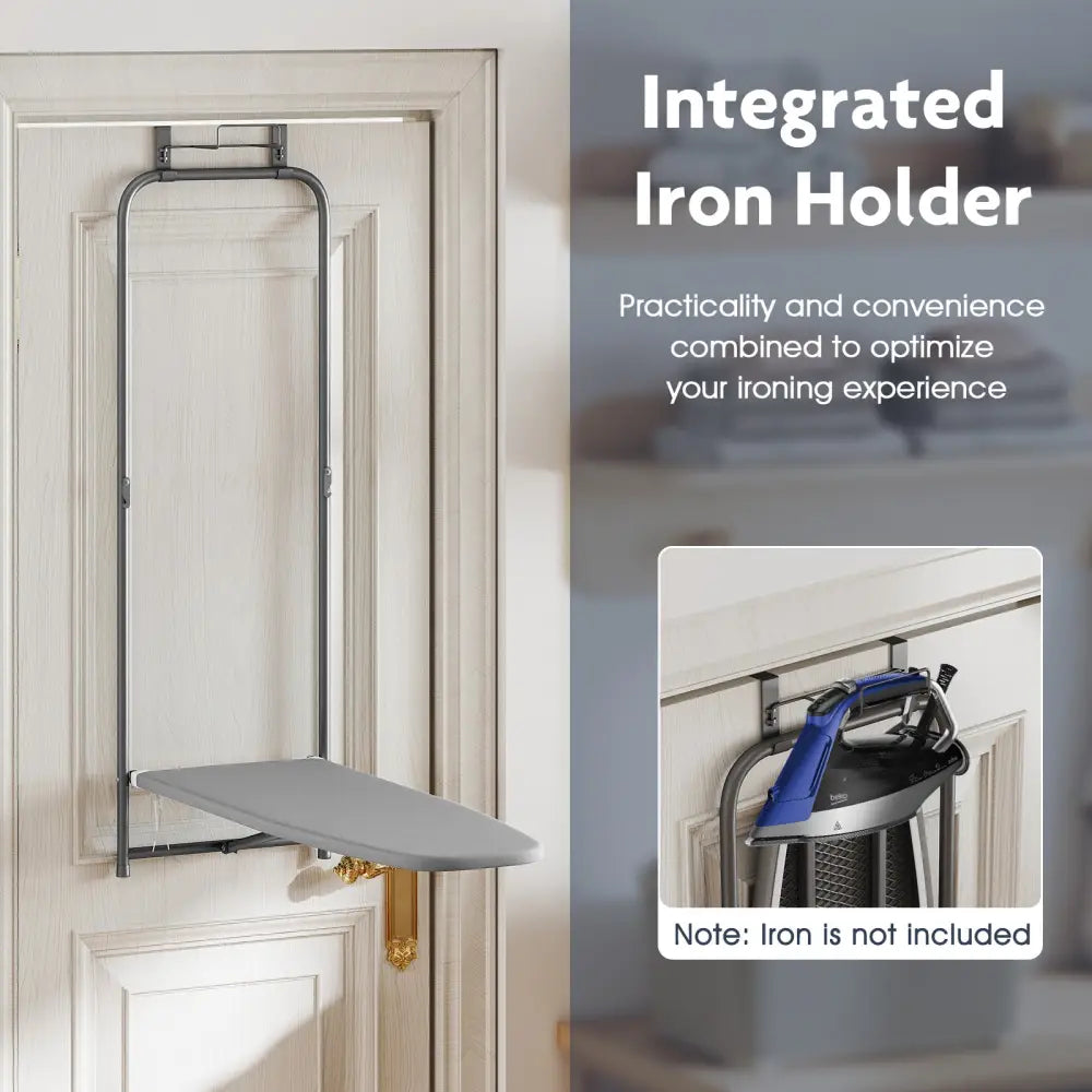 Over the Door Ironing Board Space-Saving Metal Hanging Ironing Board-Gray - Gray - Dryers