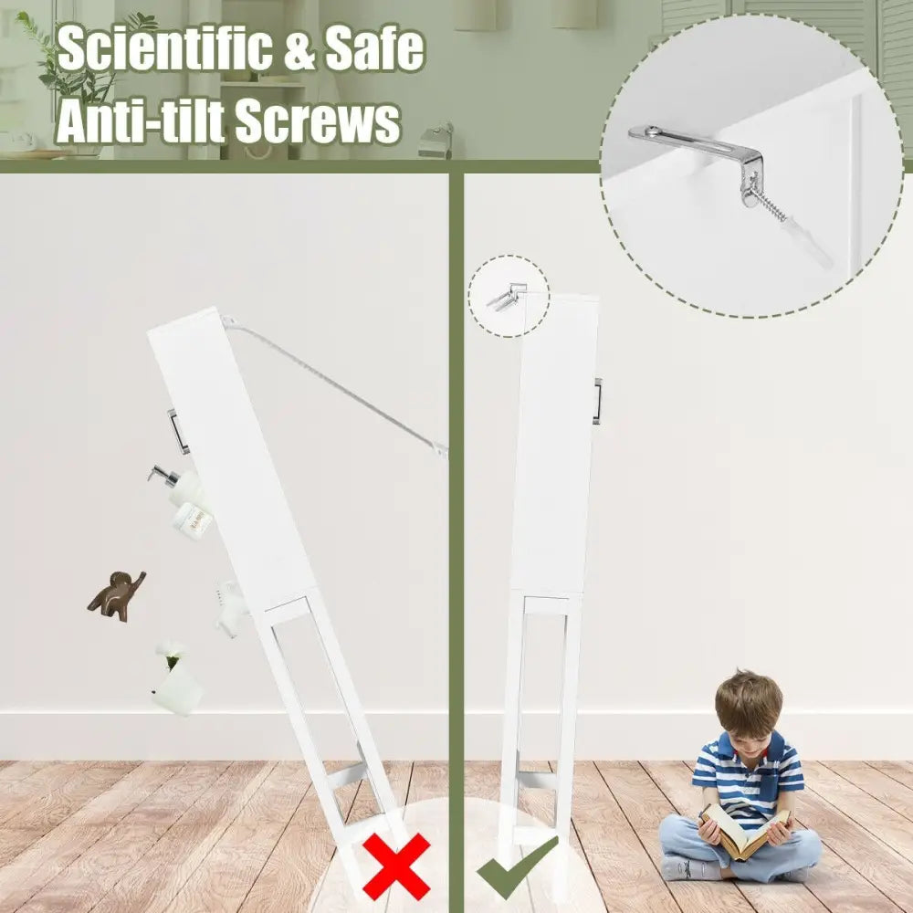 Over the Toilet Storage Cabinet Space Saver with Tempered Glass Door for Bathroom - White - Over the Toilet Storage