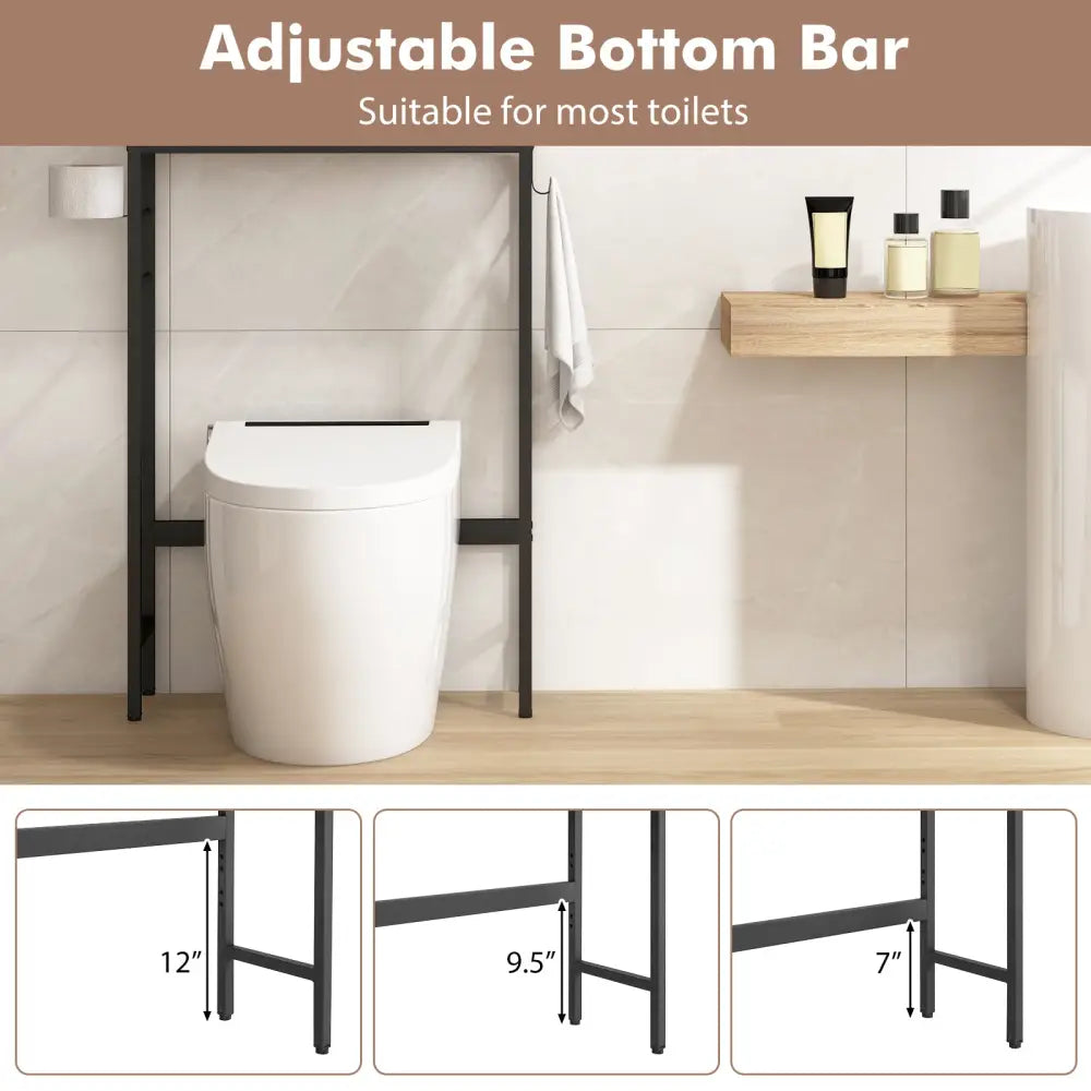 Over The Toilet Storage Cabinet with 2 Doors and Adjustable Shelf-White - White - Over the Toilet Storage