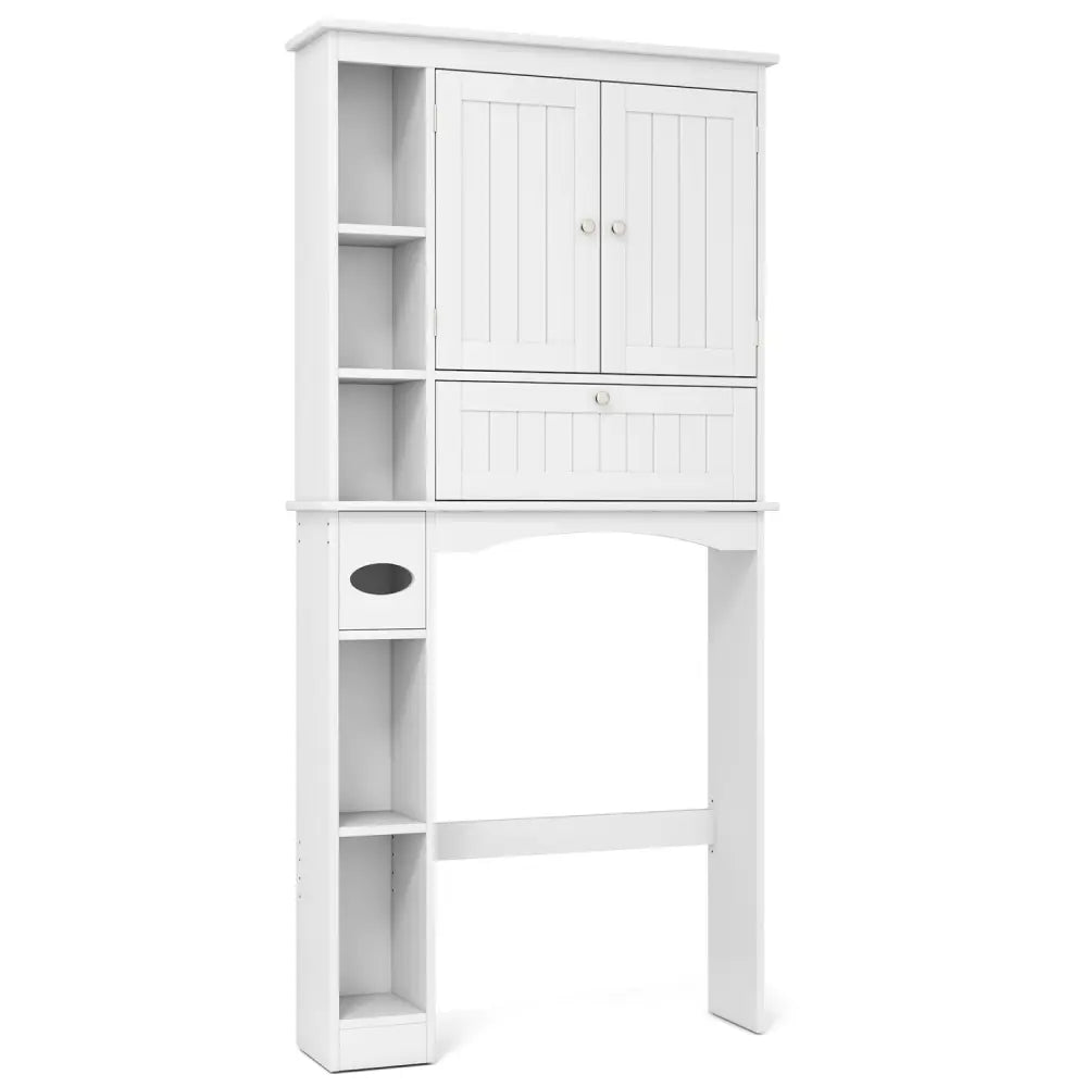 Over the Toilet Storage Cabinet with Adjustable Shelf and Bottom Bar-White - White - Over the Toilet Storage