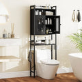 Over-The-Toilet Storage Cabinet with Heavy-Duty Metal Frame 2-door Freestanding-Black - Black - Over the Toilet Storage
