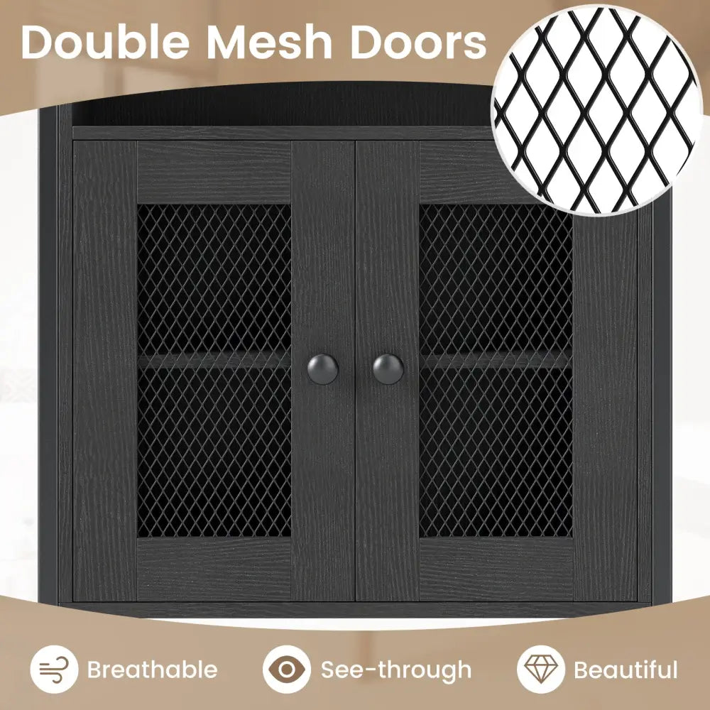 Over-The-Toilet Storage Cabinet with Heavy-Duty Metal Frame 2-door Freestanding-Black - Black - Over the Toilet Storage