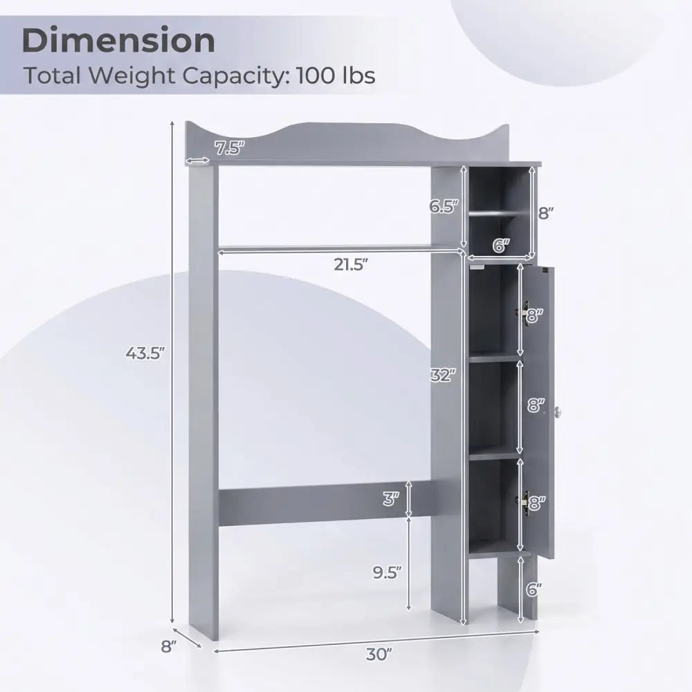Over the Toilet Storage Cabinet with Toilet Paper Holder-Gray - Gray - Over the Toilet Storage