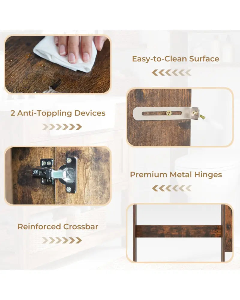 Over the Toilet Storage Cabinet with Toilet Paper Holder-Rustic Brown - Rustic Brown - Over the Toilet Storage