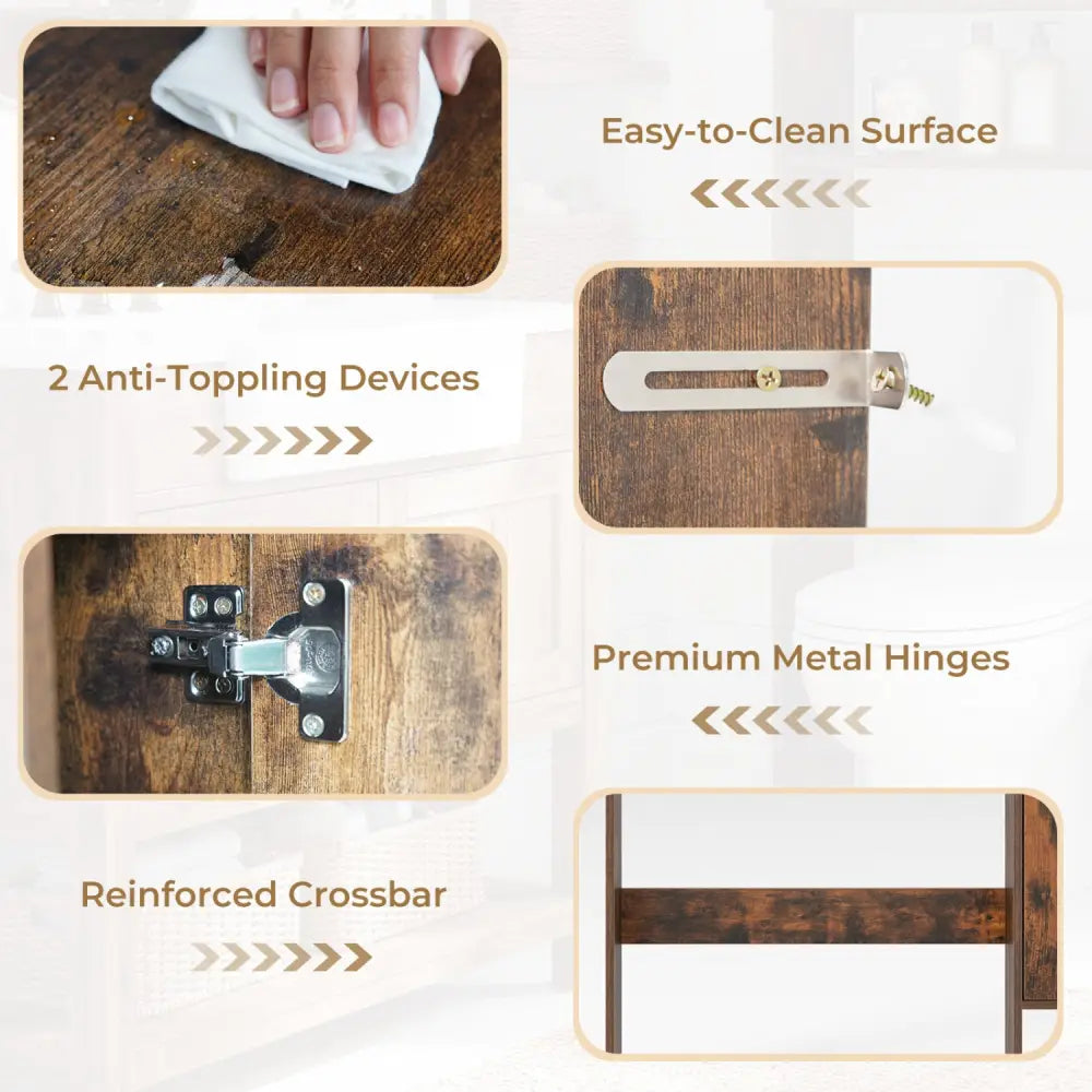 Over the Toilet Storage Cabinet with Toilet Paper Holder-Rustic Brown - Rustic Brown - Over the Toilet Storage