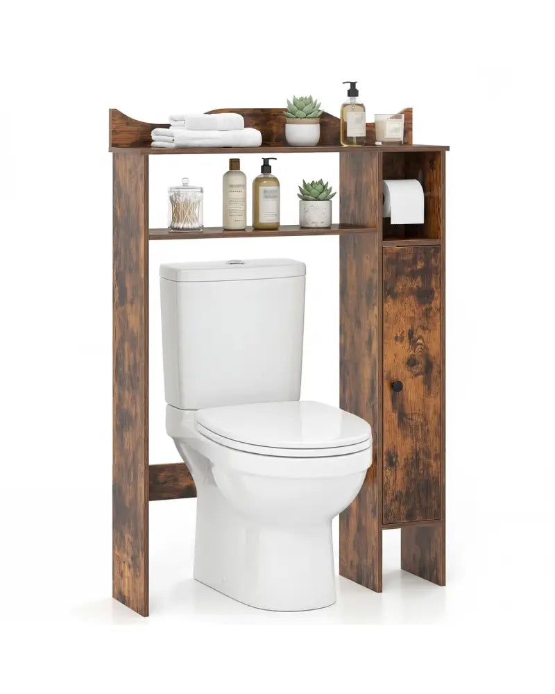 Over the Toilet Storage Cabinet with Toilet Paper Holder-Rustic Brown - Rustic Brown - Over the Toilet Storage