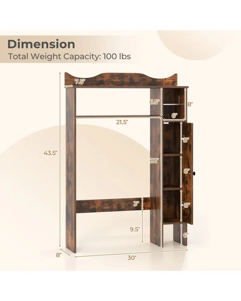 Over the Toilet Storage Cabinet with Toilet Paper Holder-Rustic Brown - Rustic Brown - Over the Toilet Storage