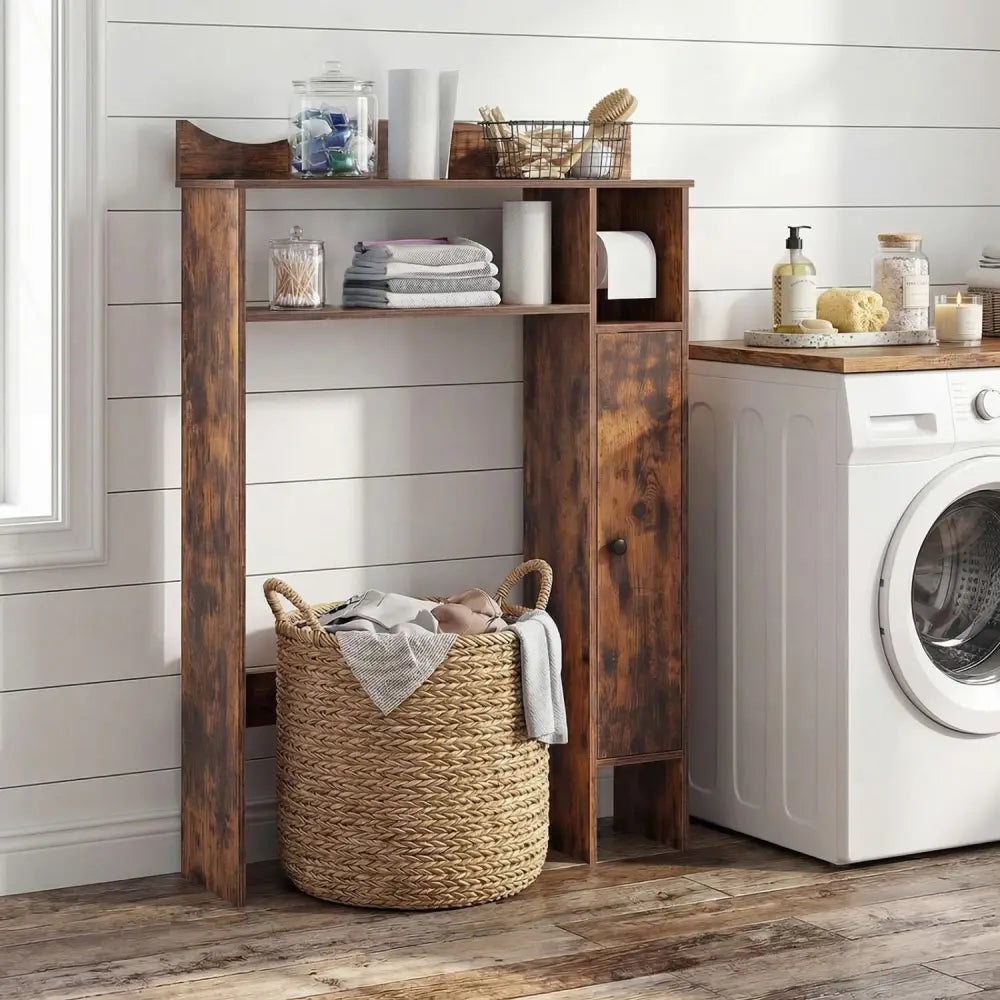 Over the Toilet Storage Cabinet with Toilet Paper Holder-Rustic Brown - Rustic Brown - Over the Toilet Storage