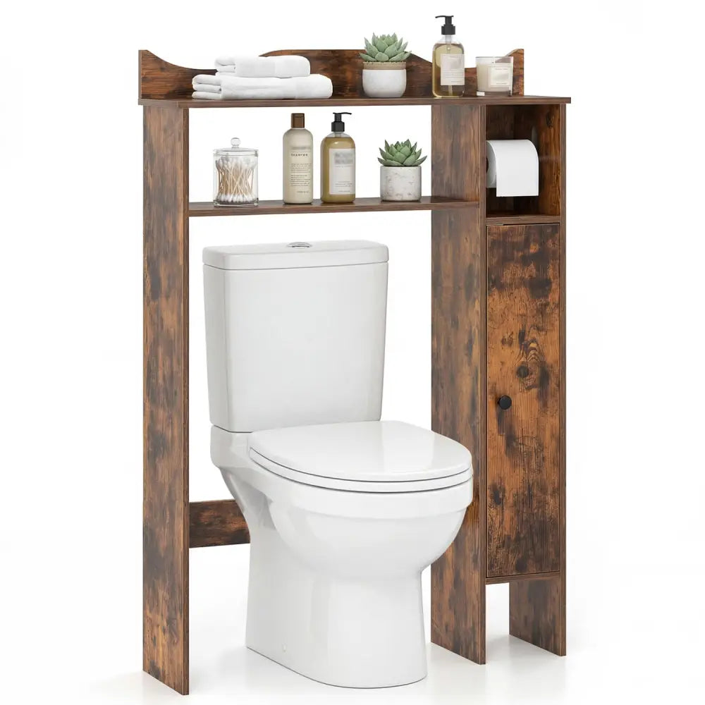 Over the Toilet Storage Cabinet with Toilet Paper Holder-Rustic Brown - Rustic Brown - Over the Toilet Storage