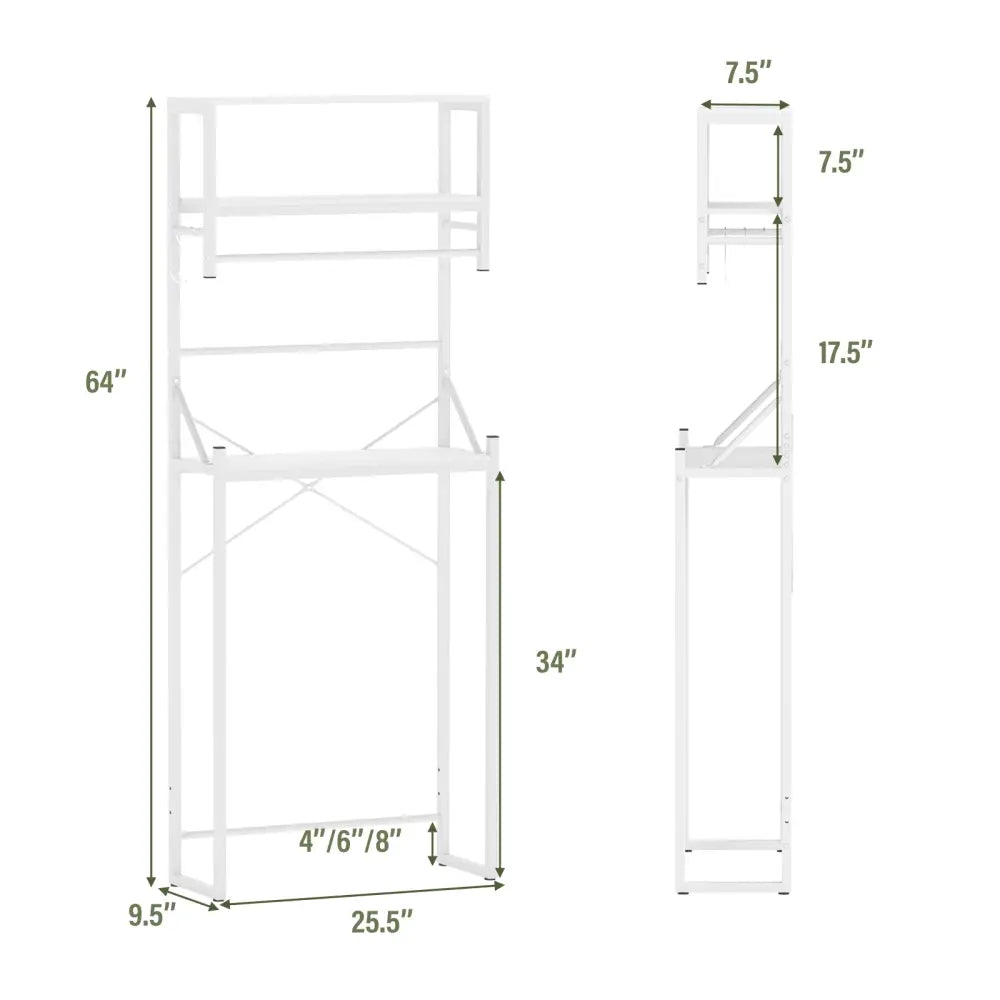 Over the Toilet Storage Rack 3-Tier Over Toilet Bathroom Organizer with Towel Holder-White - White - Over the Toilet