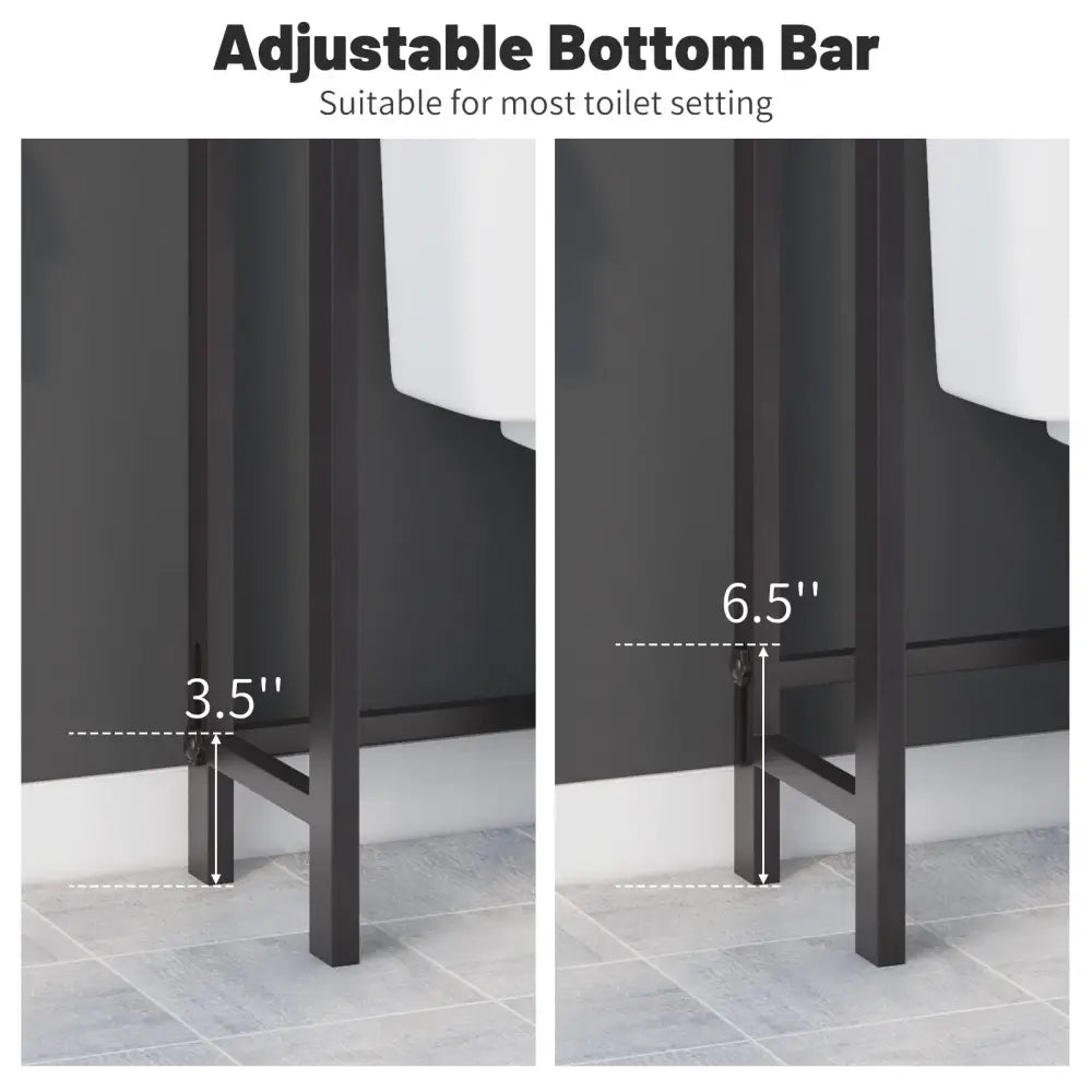 Over-The-Toilet Storage Shelf Space Saving Metal Bathroom Organizer Hooks-Brown - Brown - Over the Toilet Storage