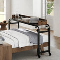 Overbed Desk with Wheels Queen Size Mobile Bed Desk with Adjustable Height-Brown - Brown - Bedroom