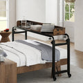 Overbed Desk with Wheels Queen Size Mobile Bed Desk with Adjustable Height-Brown - Brown - Bedroom