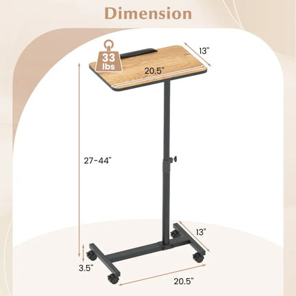 Overbed Rolling Food Tray Table-Natural - Natural - End & Side Tables