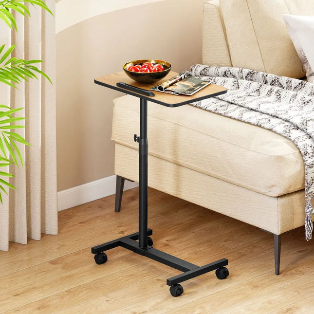 Overbed Rolling Food Tray Table-Natural - Natural - End & Side Tables