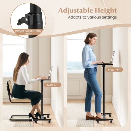 Overbed Rolling Food Tray Table-Natural - Natural - End & Side Tables