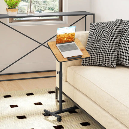 Overbed Rolling Food Tray Table-Natural - Natural - End & Side Tables