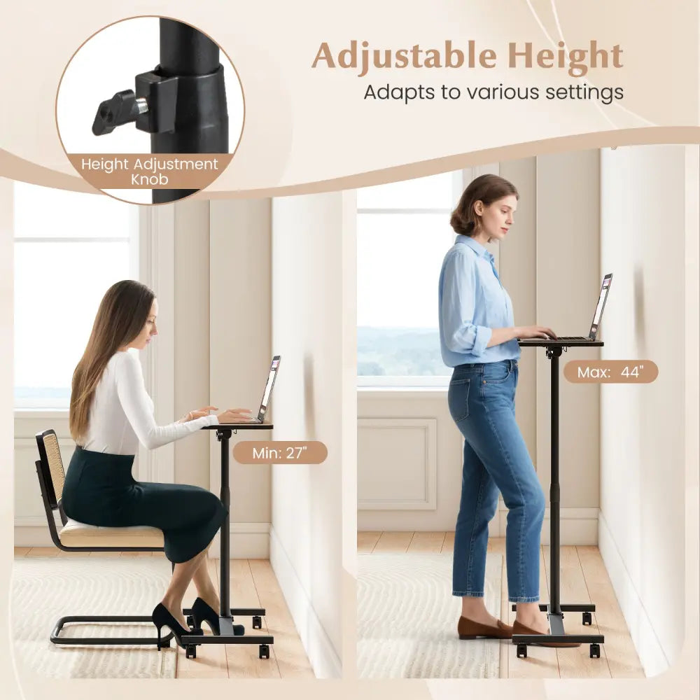 Overbed Rolling Food Tray Table - Natural - Laptop Tables & Printer Stands