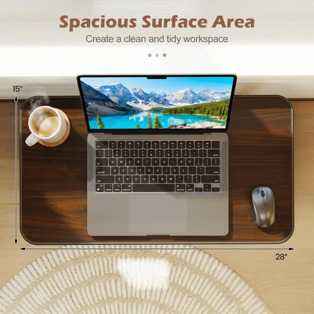 Overbed Table with Lockable Rolling Wheels and Sturdy H-Shaped Base for Hospital and Home Use-Walnut - Walnut - Laptop