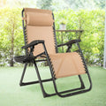Oversize Lounge Chair with Cup Holder of Heavy Duty for outdoor-Beige - Beige - Patio Dining Chairs