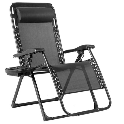 Oversize Lounge Chair with Cup Holder of Heavy Duty for outdoor-Black - Black - Patio Dining Chairs