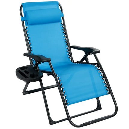 Oversize Lounge Chair with Cup Holder of Heavy Duty for outdoor-Blue - Blue - Patio Dining Chairs