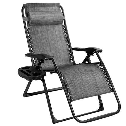 Oversize Lounge Chair with Cup Holder of Heavy Duty for outdoor-Gray - Gray - Patio Dining Chairs