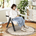 Oversized Accent Chair with Metal Frame and Armrests-Beige - Beige - Accent Chairs