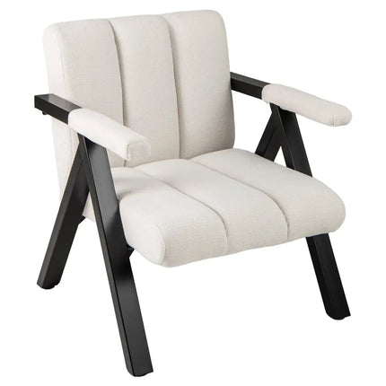 Oversized Accent Chair with Metal Frame and Armrests-Beige - Beige - Accent Chairs
