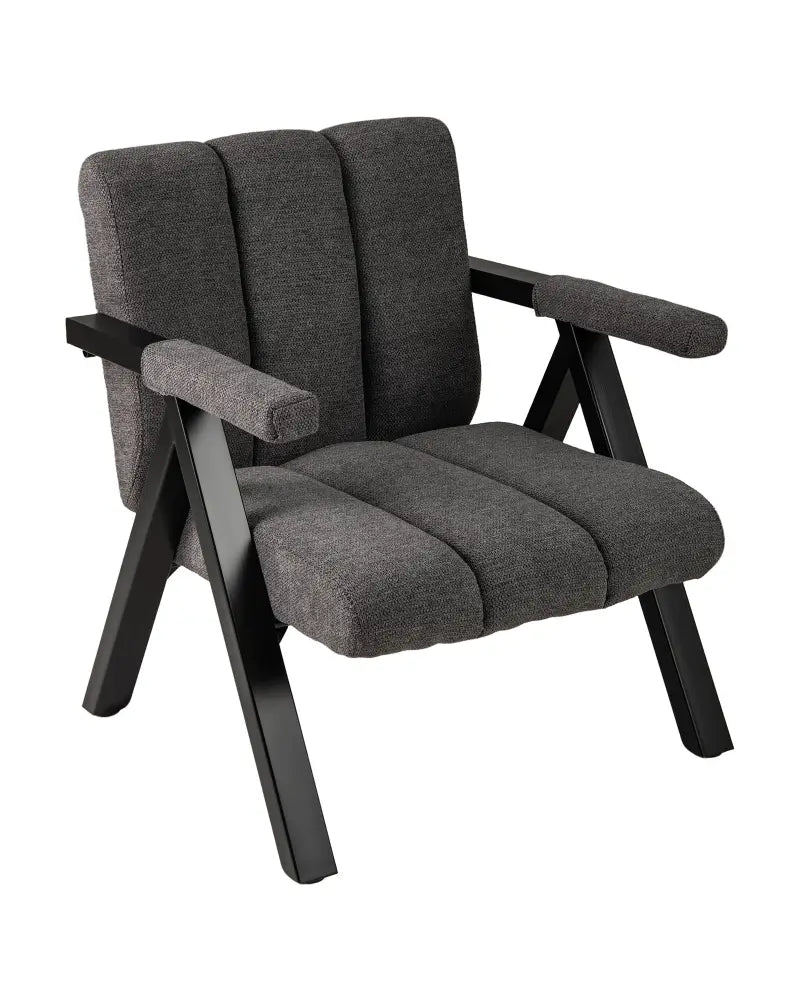 Oversized Accent Chair with Metal Frame and Armrests-Gray - Gray - Accent Chairs