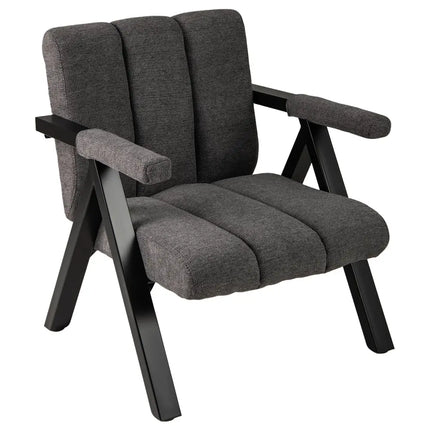 Oversized Accent Chair with Metal Frame and Armrests-Gray - Gray - Accent Chairs