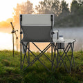 Oversized Camping Chair with Side Table and 2 Storage Pockets-Gray - Gray - Camping Furniture